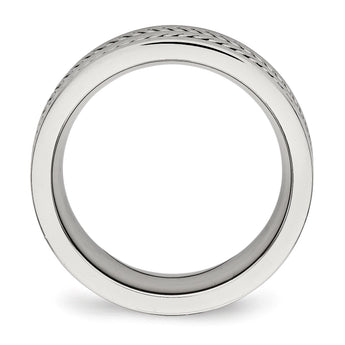 Stainless Steel Brushed and Polished Twisted 7.00mm Band - Birthstone Company