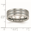 Stainless Steel Brushed and Polished Twisted 7.00mm Band - Birthstone Company