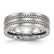 Stainless Steel Brushed and Polished Twisted 7.00mm Band - Birthstone Company