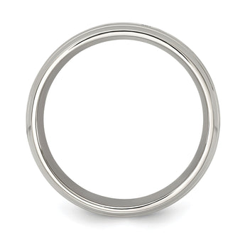 Stainless Steel Polished Half Round Grooved CZ Ring - Birthstone Company