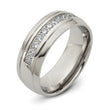 Stainless Steel Polished Half Round Grooved CZ Ring - Birthstone Company