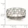 Stainless Steel Polished Checkered Board CZ Ring - Birthstone Company