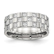 Stainless Steel Polished Checkered Board CZ Ring - Birthstone Company
