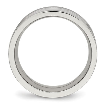 Stainless Steel Polished Grooved Comfort Back Ring - Birthstone Company