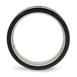 Stainless Steel Polished Black Ceramic CZ Beveled Edge Ring - Birthstone Company