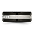 Stainless Steel Polished Black Ceramic CZ Beveled Edge Ring - Birthstone Company