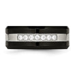 Stainless Steel Polished Black Ceramic CZ Beveled Edge Ring - Birthstone Company