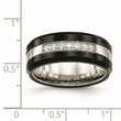 Stainless Steel Polished Black Ceramic CZ Beveled Edge Ring - Birthstone Company