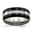 Stainless Steel Polished Black Ceramic CZ Beveled Edge Ring - Birthstone Company