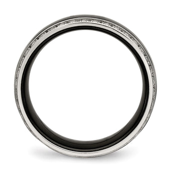 Stainless Steel Polished Black Ceramic CZ Ring - Birthstone Company