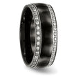Stainless Steel Polished Black Ceramic CZ Ring - Birthstone Company