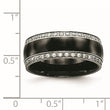 Stainless Steel Polished Black Ceramic CZ Ring - Birthstone Company