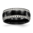 Stainless Steel Polished Black Ceramic CZ Ring - Birthstone Company