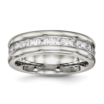 Stainless Steel Polished with CZ Ring - Birthstone Company