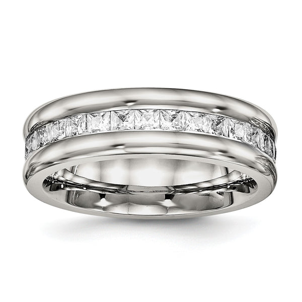 Stainless Steel Polished with CZ Ring - Birthstone Company