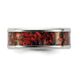 Stainless Steel Men's Ring with Red Opal 8mm Polished Band - Birthstone Company