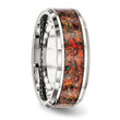 Stainless Steel Men's Ring with Red Opal 8mm Polished Band - Birthstone Company