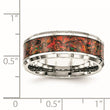 Stainless Steel Men's Ring with Red Opal 8mm Polished Band - Birthstone Company