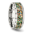Lab-Created Opal Inlay Wedding Band in Stainless Steel, 8mm - Birthstone Company