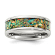 Lab-Created Opal Inlay Wedding Band in Stainless Steel, 8mm - Birthstone Company