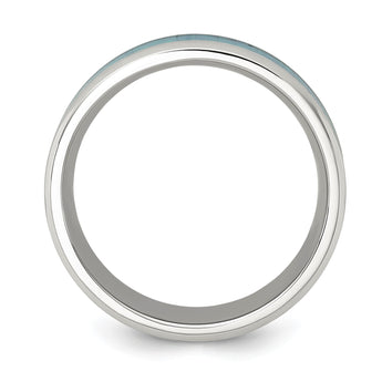 Lab-Created Opal Inlay Wedding Band in Stainless Steel, 8mm - Birthstone Company
