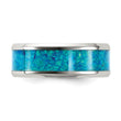 Lab-Created Opal Inlay Wedding Band in Stainless Steel, 8mm - Birthstone Company