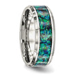 Lab-Created Opal Inlay Wedding Band in Stainless Steel, 8mm - Birthstone Company