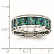 Lab-Created Opal Inlay Wedding Band in Stainless Steel, 8mm - Birthstone Company