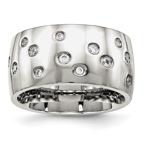 Stainless Steel Polished CZ Ring - Birthstone Company