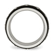 Stainless Steel Brushed and Polished Black IP CZ Half Round Ring - Birthstone Company