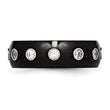 Stainless Steel Brushed and Polished Black IP CZ Half Round Ring - Birthstone Company