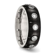 Stainless Steel Brushed and Polished Black IP CZ Half Round Ring - Birthstone Company