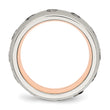 Stainless Steel Polished Rose IP CZ Half Round Ring - Birthstone Company