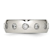 Stainless Steel Polished Rose IP CZ Half Round Ring - Birthstone Company