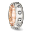 Stainless Steel Polished Rose IP CZ Half Round Ring - Birthstone Company