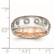 Stainless Steel Polished Rose IP CZ Half Round Ring - Birthstone Company