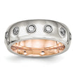 Stainless Steel Polished Rose IP CZ Half Round Ring - Birthstone Company