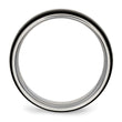 Stainless Steel Polished Black IP Ridged Edged Ring - Birthstone Company