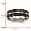 Stainless Steel Polished Black IP Ridged Edged Ring - Birthstone Company