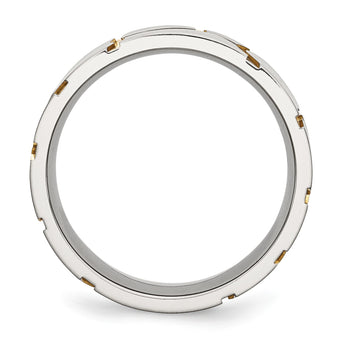 Stainless Steel Grooved Yellow IP-plated Mens 8mm Brushed Band - Birthstone Company