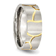 Stainless Steel Grooved Yellow IP-plated Mens 8mm Brushed Band - Birthstone Company