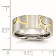 Stainless Steel Grooved Yellow IP-plated Mens 8mm Brushed Band - Birthstone Company