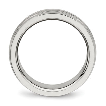 Stainless Steel Polished Grooved Ring - Birthstone Company
