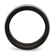 Stainless Steel Polished Black IP Grooved Ring - Birthstone Company