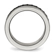 Stainless Steel Brushed/Polished Black IP Textured Ring - Birthstone Company