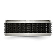 Stainless Steel Brushed/Polished Black IP Textured Ring - Birthstone Company