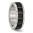 Stainless Steel Brushed/Polished Black IP Textured Ring - Birthstone Company