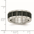 Stainless Steel Brushed/Polished Black IP Textured Ring - Birthstone Company