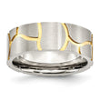 Stainless Steel Grooved Yellow IP-plated Mens 8mm Brushed Band - Birthstone Company