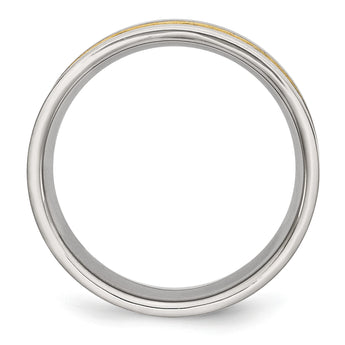 Stainless Steel Grooved Yellow IP-plated Mens 8mm Brushed Band - Birthstone Company